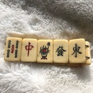 Vintage Bone Mahjong tiles bracelet